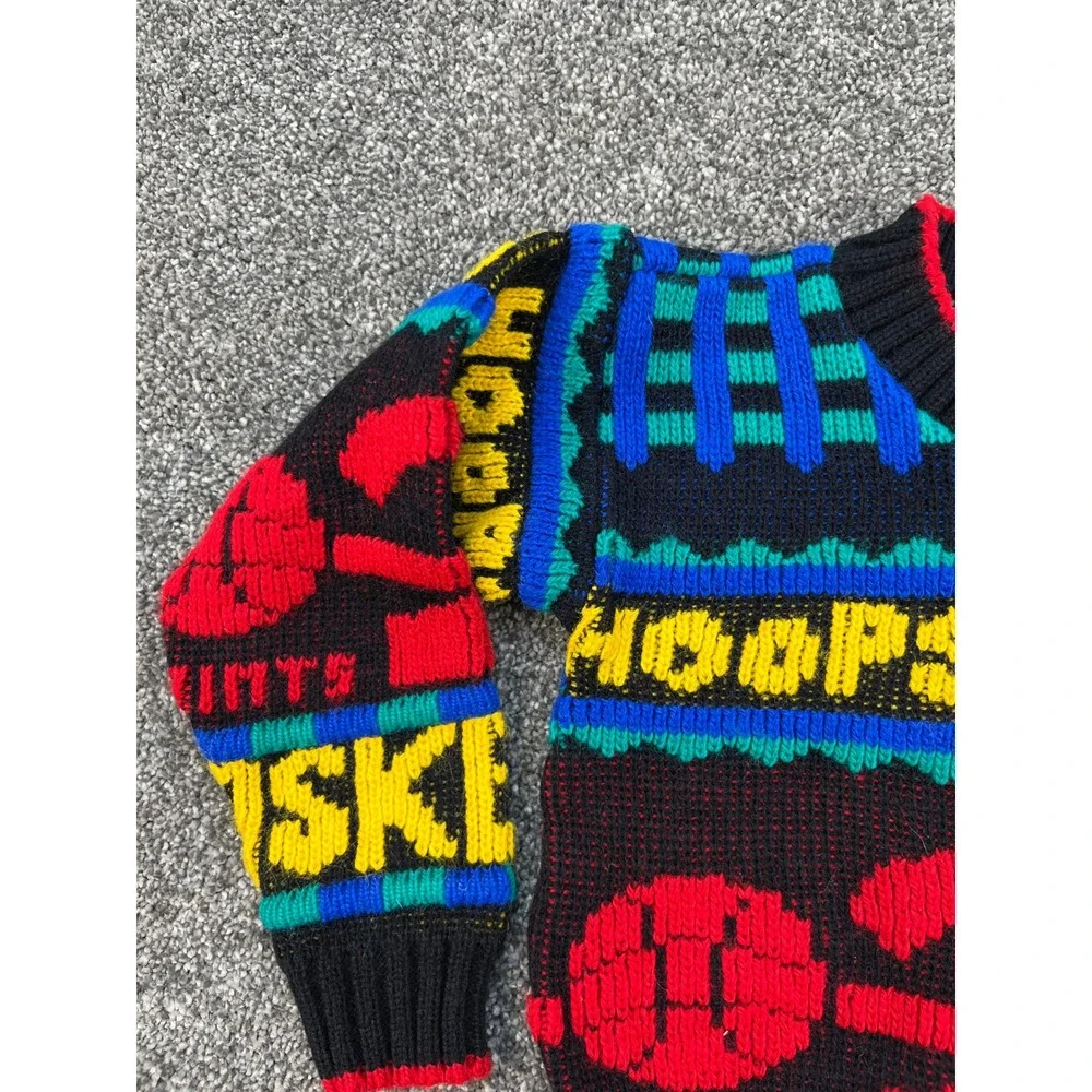 Vintage 90s Bucket Basketball‎ Hoops Knit Sweater Kids Size Multi Color